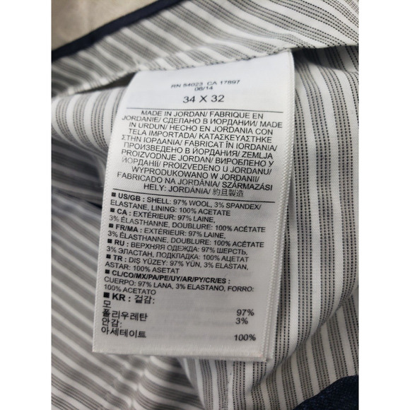 Banana Republic Tailored Slim Fit Wool Blue Plaid Pants Men's 34"x32" Office - Picture 9 of 9